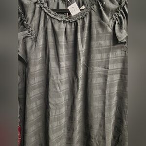 NWT Womens Loft Short Cap Sleeve Black Sheer Top With Lining XL